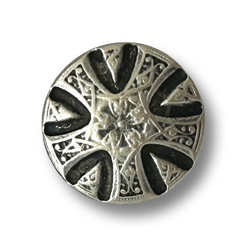 www.knopfparadies.de - d621as - Kleiner schwerer Trachtenknopf in Altsilber mit urigem Ornament