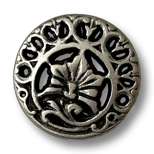 www.knopfparadies.de - d535as - Altsilberfarbene Metallknöpfe mit Durchbruchmuster