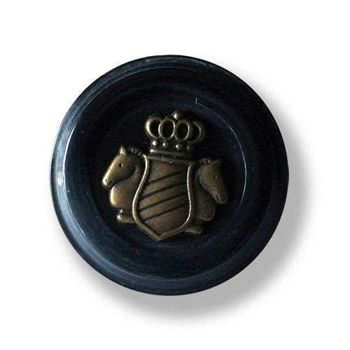 Nobler Ösen Knopf mit Wappen Metall  Applikation