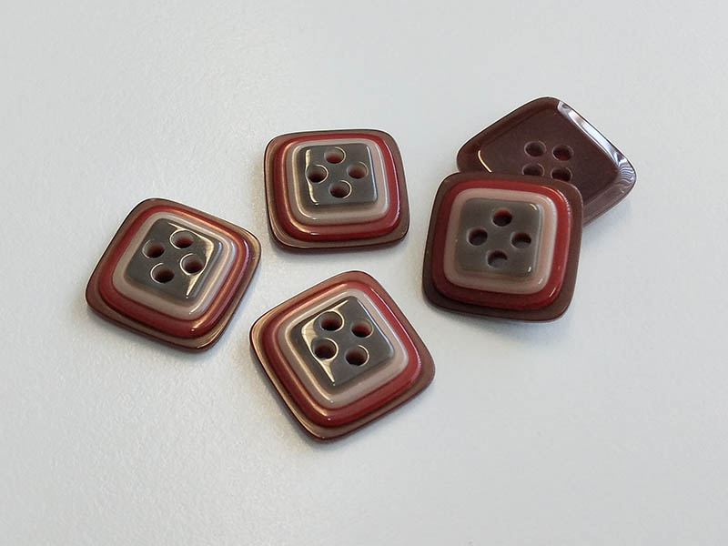 www.knopfparadies.de - 0103ro - Hübsche Retro Knöpfe aus Kunststoff