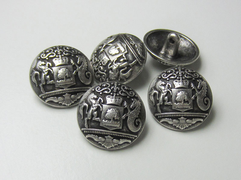 www.Knopfparadies.de - 5874as - Majestätische silberne Wappenknöpfe aus Metall