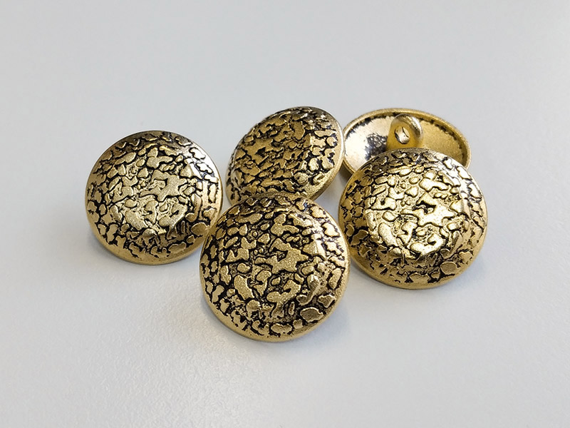 www.knopfparadies.de - 4497ag - Altgoldfarbene Metallknöpfe mit interessanter Oberflächenstruktur