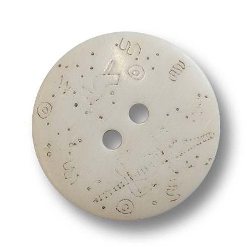 www.knopfparadies.de - 6163be - Beinerne Knöpfe mit zwei Löchern und Ethno-Muster
