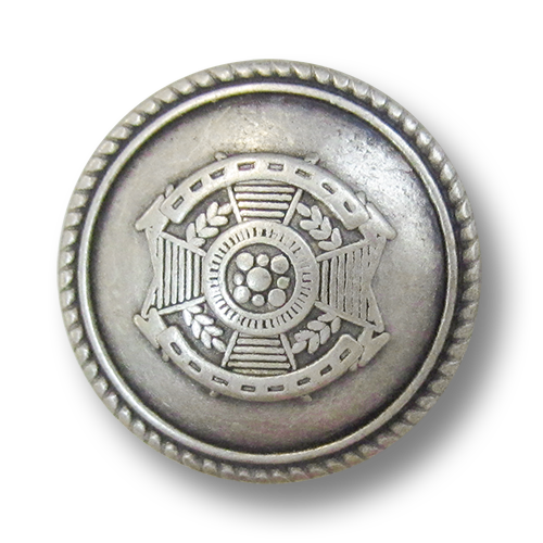 www.knopfparadies.de - 3054si - Hell altsilberfarbene Metallknöpfe mit Wappenmotiv