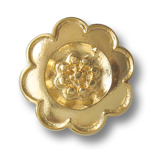 www.knopfparadies.de - 3645go - Hübsche Metallknöpfe in Form von kleinen Blumen / Blüten