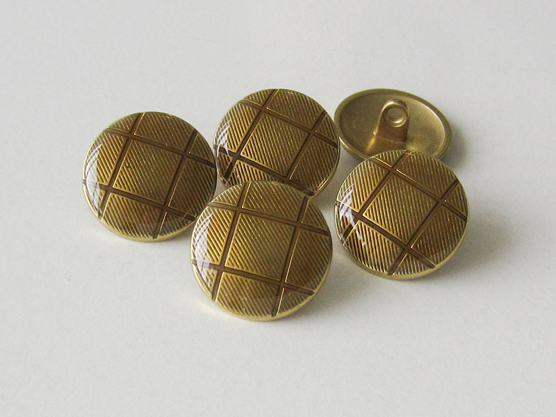 www.knopfparadies.de - 1617go - Metallknöpfe in gold mit grafischem Muster
