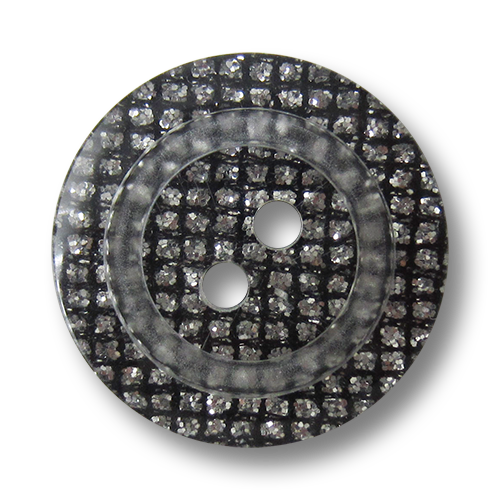 www.knopfparadies.de - 5910si - Silber-schwarz glitzernde Kunststoffknöpfe