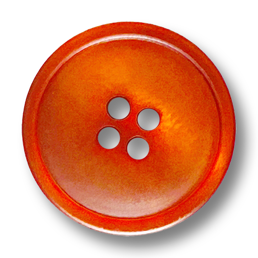 Runder Kunststoffknopf in Orange mit leuchtendem Schimmereffekt – 4-Loch