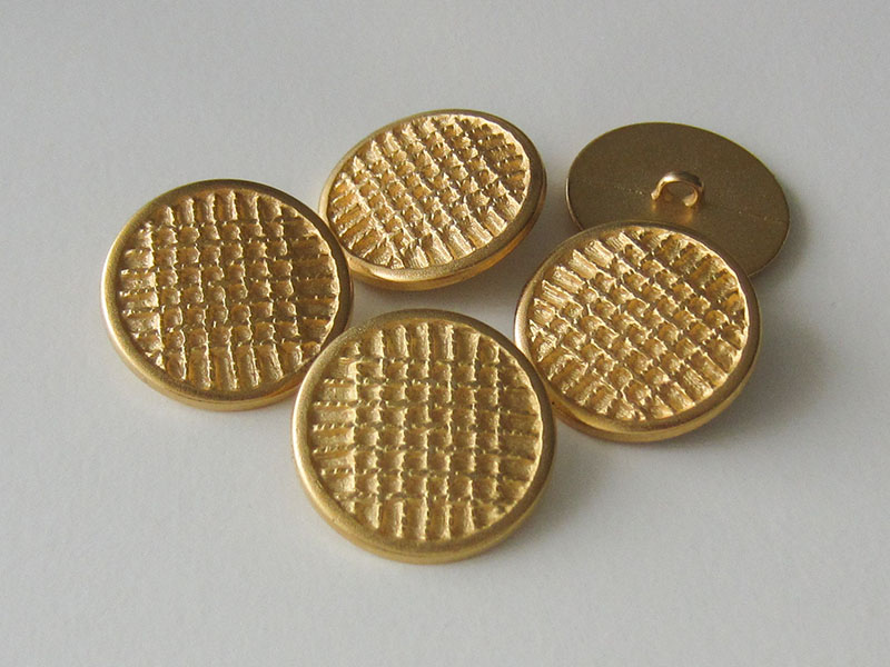 www.Knopfparadies.de - 3014go - Aparte Metallknöpfe in Gold mit Gitter Muster