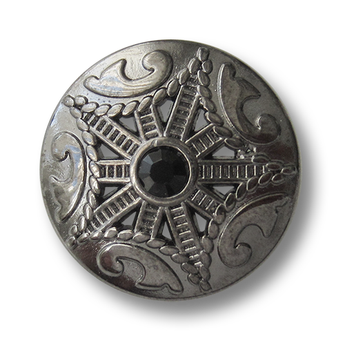 www.knopfparadies.de - 5662ch - Metallknöpfe, chromfarben mit Glitzerstein