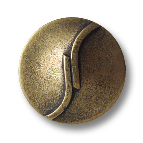 www.Knopfparadies.de - 5310am - Altmessingfarbene Metallknöpfe mit Linien Motiv