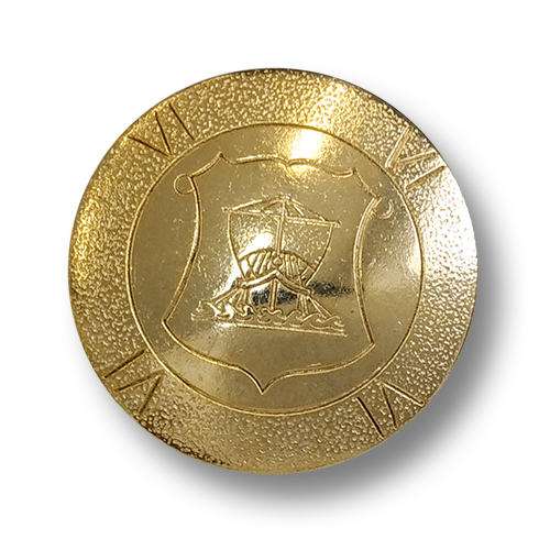 www.knopfparadies.de - 6087go - Goldfarbene Blazerknöpfe aus Metall mit Wappen und Segelschiff