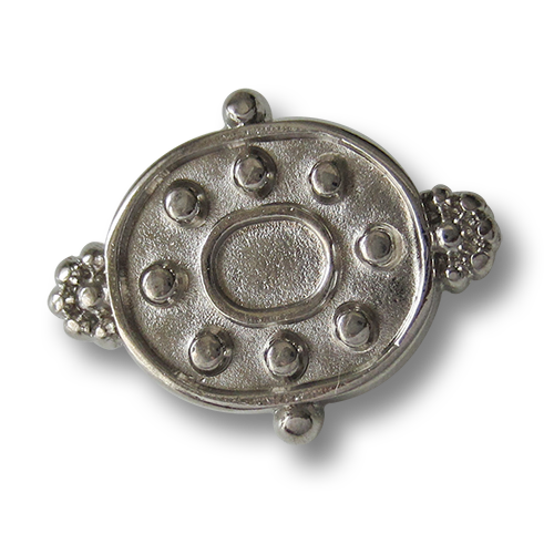 www.Knopfparadies.de - 0852si - Phantasievolle ovale Metallknöpfe in Silber