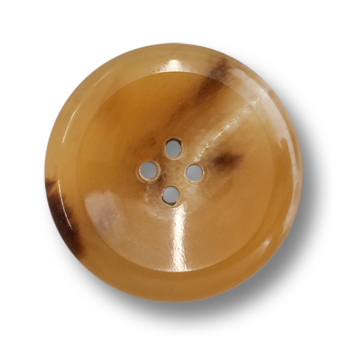 www.knopfparadies.de - 6316ho - Honigfarbene Büffelhornknöpfe mit vier Löchern