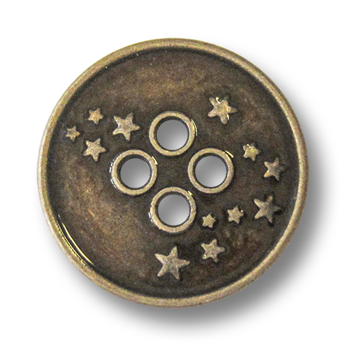 www.Knopfparadies.de - 4276dm - Freche Sternknöpfe aus Metall in Altmessing