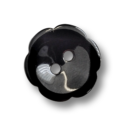 www.knopfparadies.de - 4716sc - kleine schwarze Kunststoffknöpfe in Blütenform
