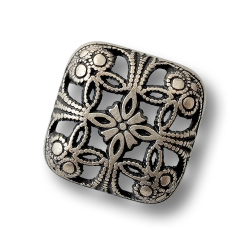 Wunderschöne dunkel altsilberfarbene Metallknöpfe mit Durchbruch in viereckiger Form