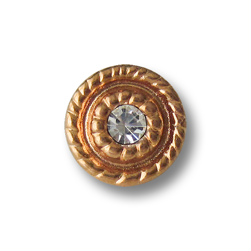 www.Knopfparadies.de - 1215ku - Kleine Metallknöpfe in Kupfer mit Glitzerstein