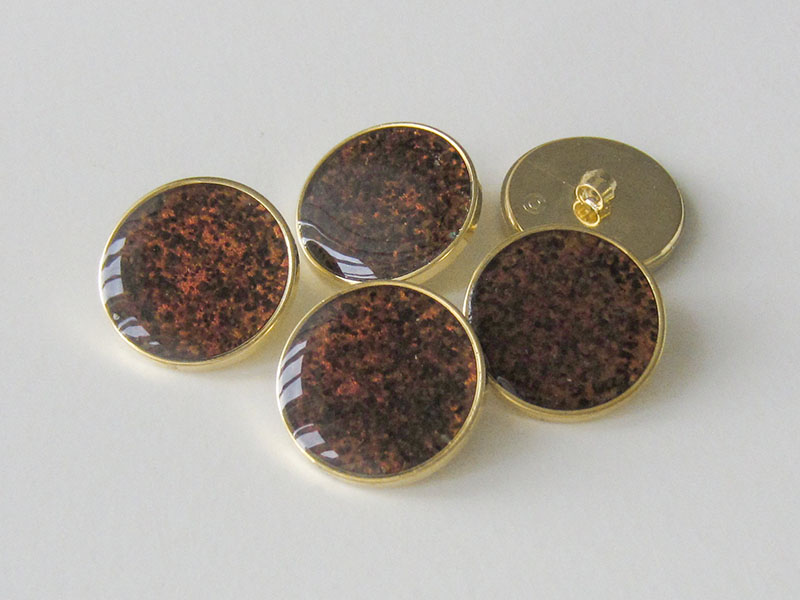 www.Knopfparadies.de - 3810br - Schimmernde braun goldene Kunststoffknöpfe in Metalloptik
