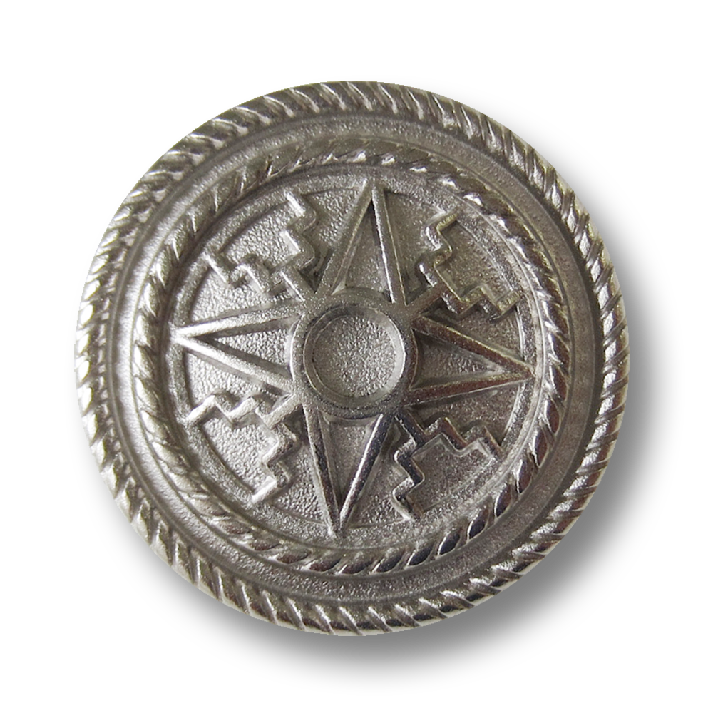 Extravaganter silberfb. Metall Knopf m. Stern Motiv