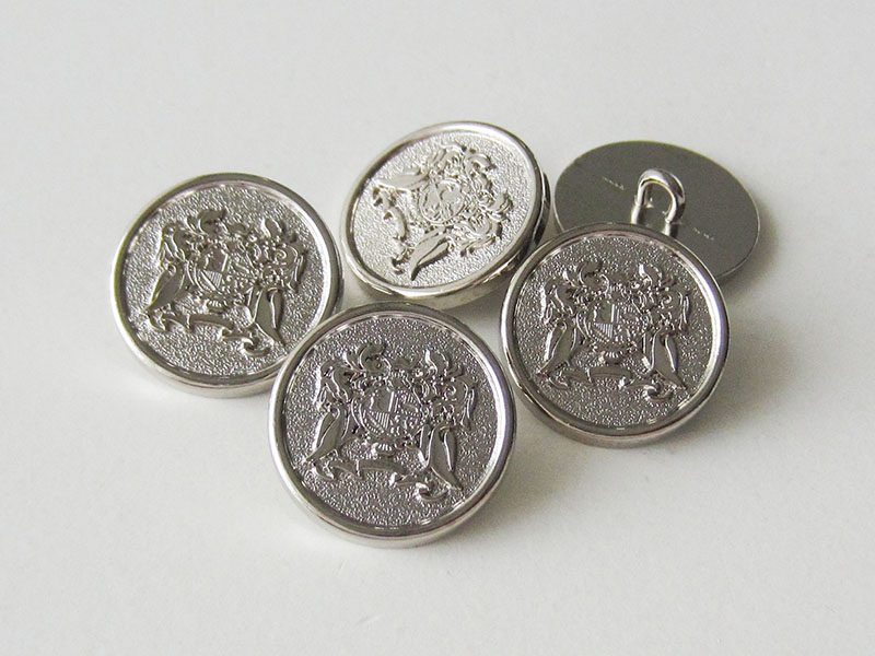 www.Knopfparadies.de - 4101si - Edle Metallknöpfe mit Wappen in Silber