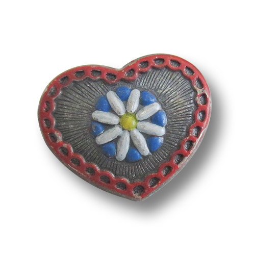 www.knopfparadies.de - 6001hz - Süße, herzförmige Trachtenknöpfe aus Metall - B-WARE!