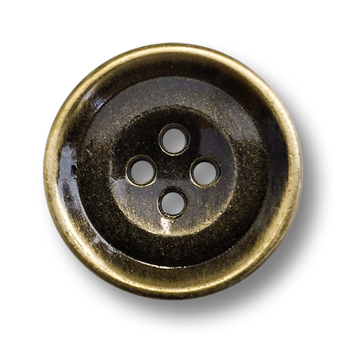 www.knopfparadies.de - 4523me - Altmessingfarbene, schwere Metallknöpfe mit vier Löchern