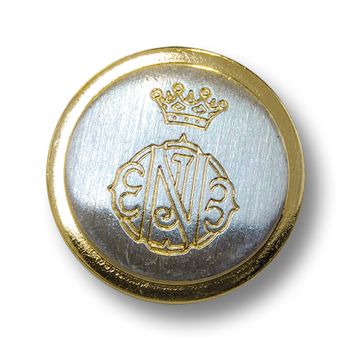 www.knopfparadies.de - 4551bi - Elegante Blazerknöpfe aus Metall in Bicolor: Gold und Silber