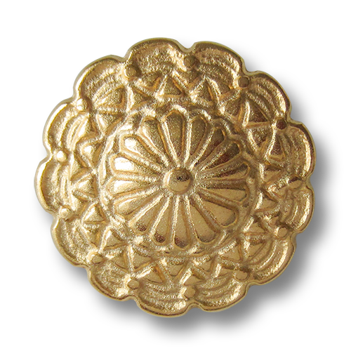 www.Knopfparadies.de - 0427go - Exklusive goldene Metallknöpfe wie nostalgische Blüte