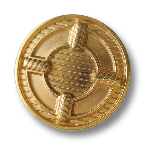 www.Knopfparadies.de - 3552go - Gestreifte Metallknöpfe in Gold mit Ring Motiv