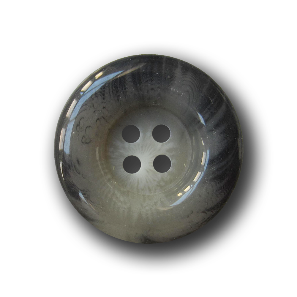 Edler grau melierter Knopf mit Wulstrand in Horn Optik