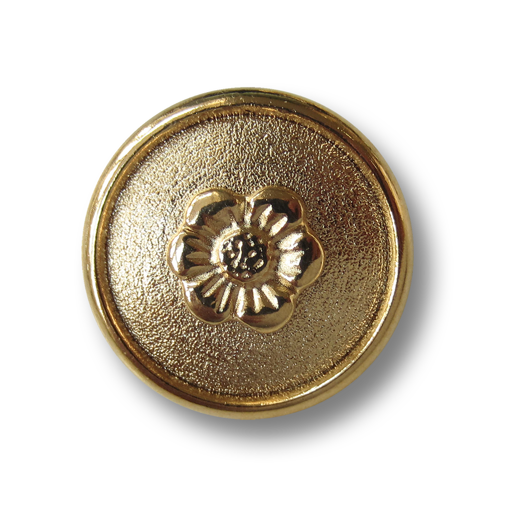 Gewölbter goldfarbene Ösen Metall Knopf mit Blümchen