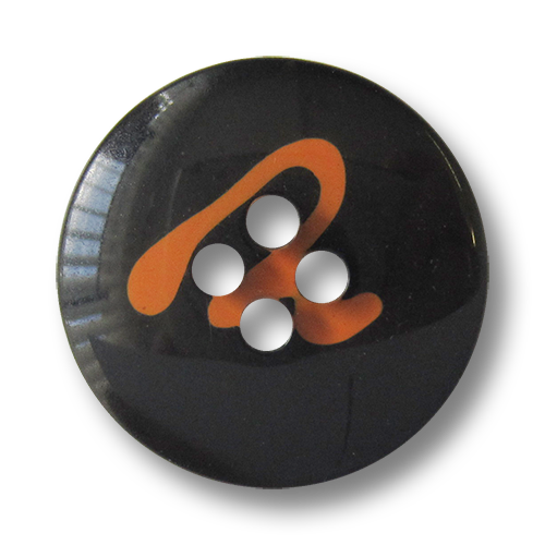 www.Knopfparadies.de - 1557so - Freche schwarz orange Knöpfe mit orginellem Muster