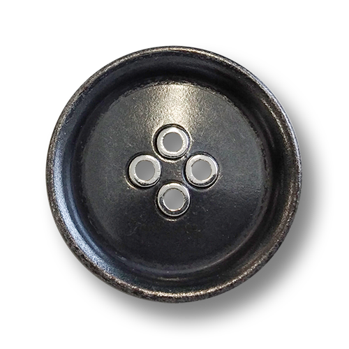 www.knopfparadies.de - 6480ei - Schwere eisenfarbene Metallknöpfe mit vier Löchern