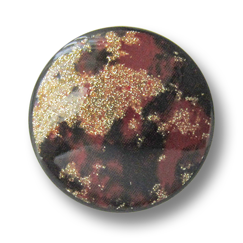 www.Knopfparadies.de - 3276rg - Elegante schwarz rot goldene Glitzerknöpfe aus Kunststoff