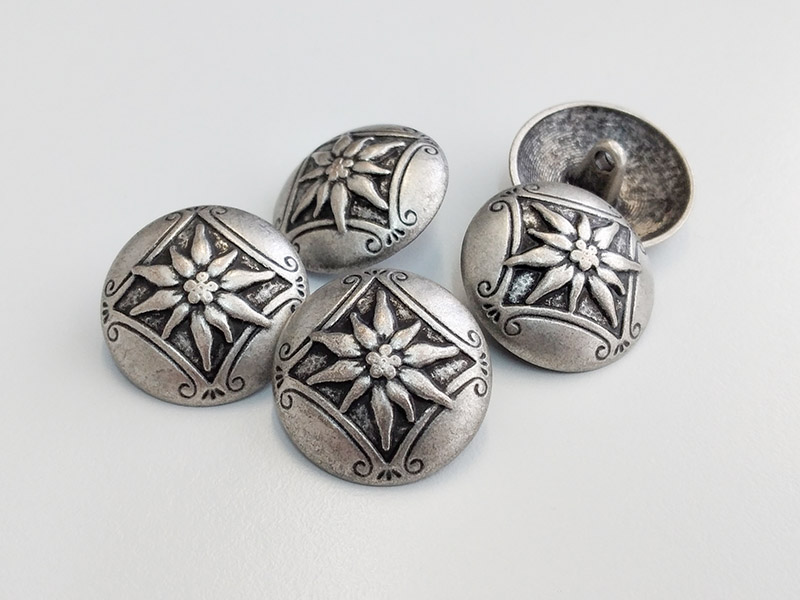 www.knopfparadies.de - 4652as - Altsilberfarbene Trachtenknöpfe aus Metall