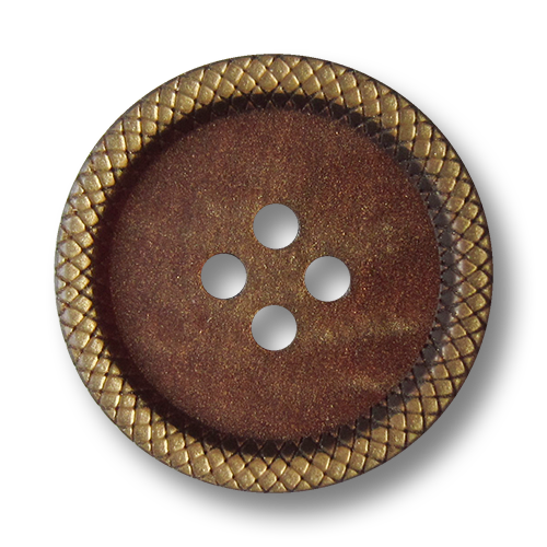 www.knopfparadies.de - 5846gz - Edle Vierloch Kunststoffknöpfe in Gold und Braun mit Glitzer Effekt