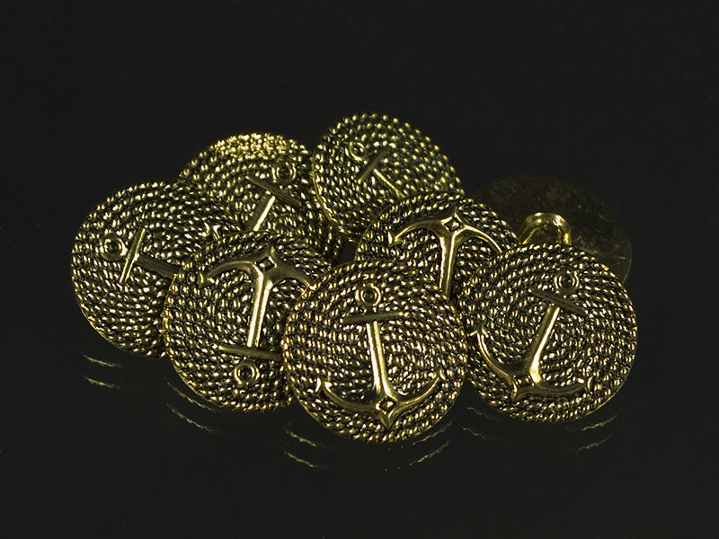 Ankerknöpfe - Metall - alt-gold - rund - Öse - B-Ware