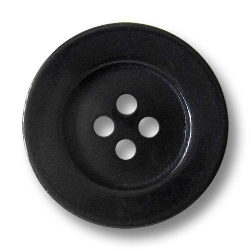 www.Knopfparadies.de - 5906sc - Klassische schwarze Vierlochknöpfe aus Kunststoff mit breitem Rand