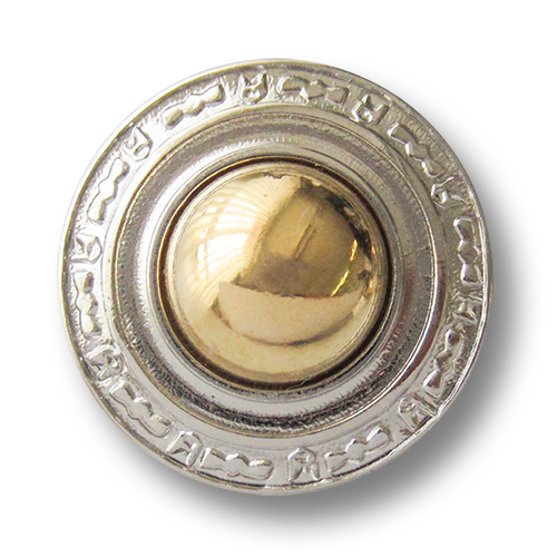 www.Knopfparadies.de - 3623bi - Bildschöne Ösenknöpfe aus Metall in silber goldener Bicoloroptik