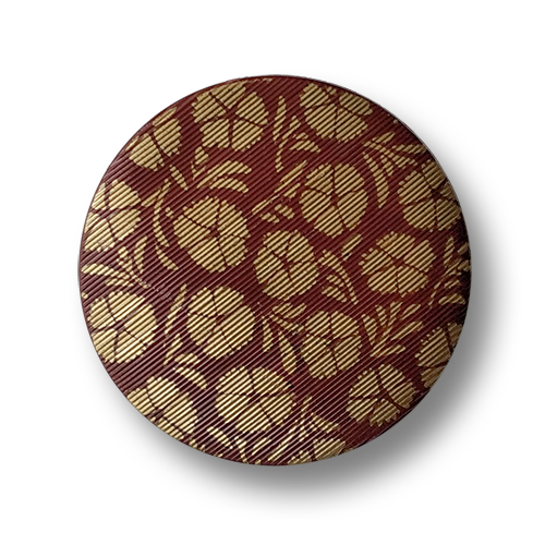 www.knopfparadies.de - 2814br - Braun-goldfarbene Kunststoffknöpfe mit Blütenmuster