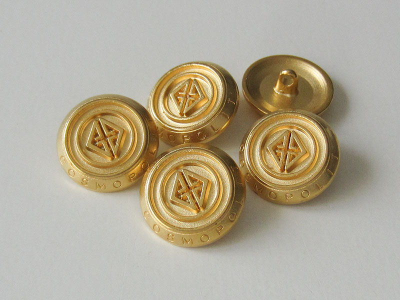 www.Knopfparadies.de - 3092go - Edle goldene Metallknöpfe mit Logo und Schriftzug Cosmopolit