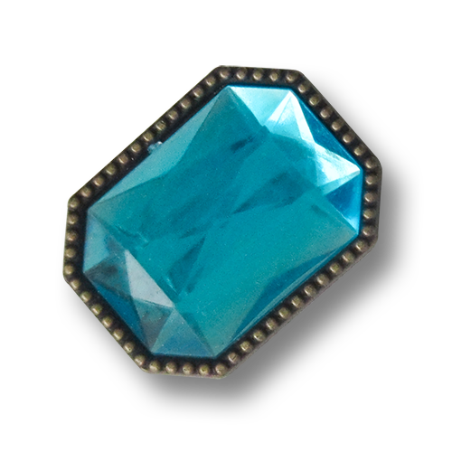 www.knopfparadies.de - 5453bl - Außergewöhnliche schöne Metallknöpfe mit eckigem Glitzerstein