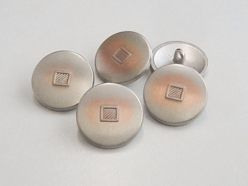 www.knopfparadies.de - 5972ks - Bicolor Blazerknöpfe in silber- und kupfer, günstige B-WARE