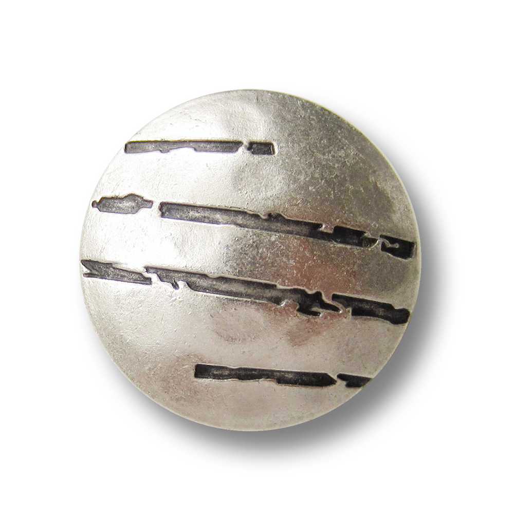 Eigenwilliger altsilberfarb. Metall Knopf mit Kerben