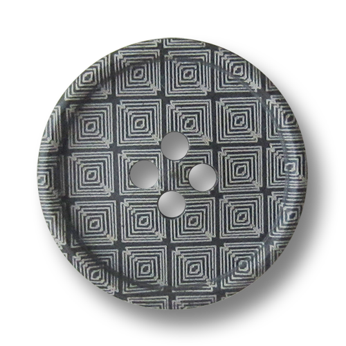 www.Knopfparadies.de - 4245sc - Schwarze weiß gemusterte Vierlochknöpfe aus Kunststoff