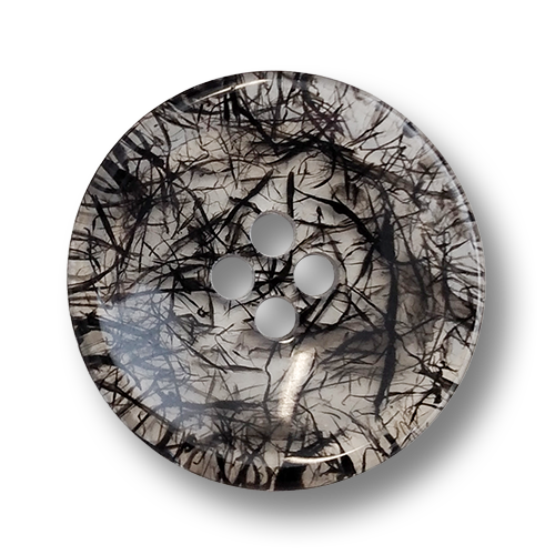 www.knopfparadies.de - 6415sc - Transparente Kunststoffknöpfe, durchzogen von schwarzen Fädchen