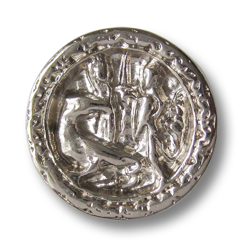 www.Knopfparadies.de - 0824si - Silberne Metallknöpfe mit Drachen Motiv