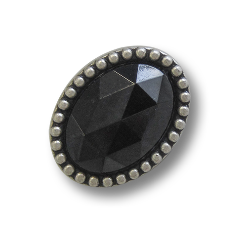 www.knopfparadies.de - 1697ss - Ovale Funkelknöpfe in silber und schwarz