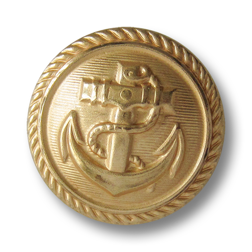 Hochwertig verarbeitete, goldfarbene Uniformknöpfe aus Metallblech mit Marine Motiv